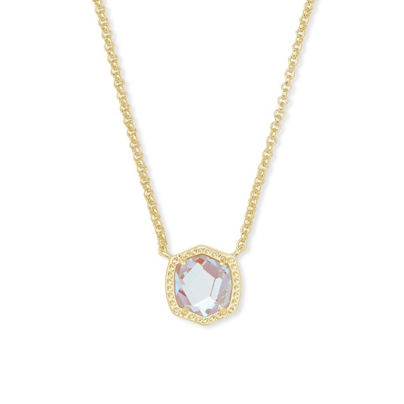 NWT Kendra Scott Davie Pendant Necklace in Iridescent Dichroic Glass - Picture 1 of 3